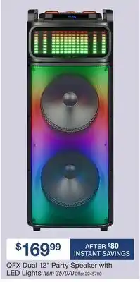 BJ’s QFX Dual 12 Party Speaker with LED Lights offer