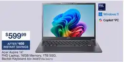 BJ’s Acer Aspire 14 FHD Laptop, 16GB Memory, 1TB SSD, Backlit Keyboard Item offer