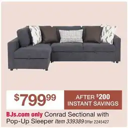 BJ’s Conrad Sectional with Pop-Up Sleeper offer