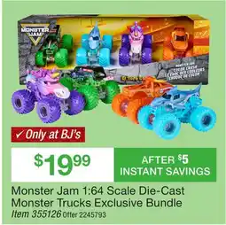 BJ’s Monster Jam 1:64 Scale Die-Cast Monster Trucks Exclusive Bundle offer