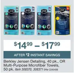 BJ’s Berkley Jensen Detailing, 40 pk., OR Multi-Purpose Microfiber Towels, 50 pk offer