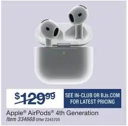 BJ’s Apple AirPods 4th Generation offer
