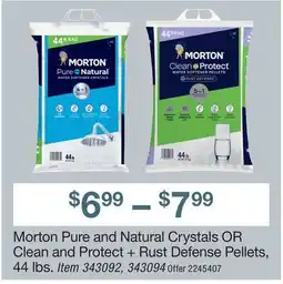 BJ’s Morton Pure and Natural Crystals OR Clean and Protect + Rust Defense Pellets offer