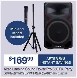 BJ’s Altec Lansing Sound Rover Pro 650 PA Party Speaker with Lights offer
