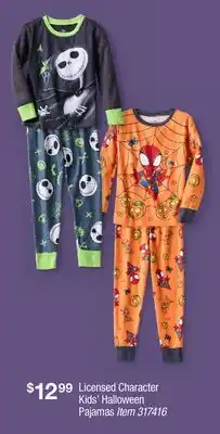 BJ’s Licensed Character Kids' Halloween Pajamas offer