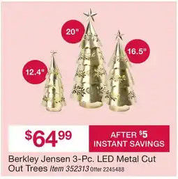 BJ’s Berkley Jensen 3-Pc. LED Metal Cut Out Trees offer