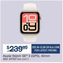 BJ’s Apple Watch SE 3 (GPS), 40mm offer
