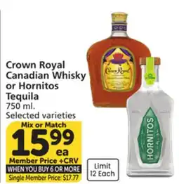 Albertsons Crown Royal Canadian Whisky or Hornitos Tequila offer