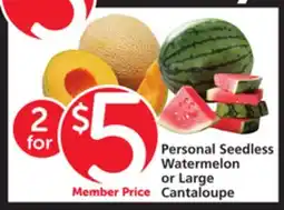Albertsons Personal Seedless Watermelon or Large Cantaloupe offer