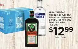 Ralphs Jägermeister, Fireball or Absolut offer