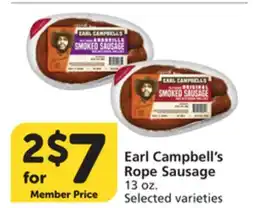 Albertsons Earl Campbell's Rope Sausage offer