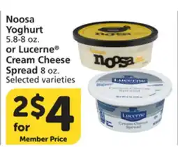 Vons Noosa Yoghurt 5.8-8 oz. or Lucerne Cream Cheese Spread 8 oz offer