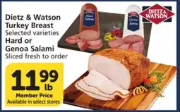 Vons Dietz & Watson Turkey Breast or Hard Genoa Salami offer