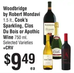 Smart & Final Woodbridge by Robert Mondavi , Cook's Sparkling, Clos Du Bois or Apothic Wine offer