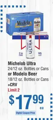 Smart & Final Michelob Ultra or Modelo Beer offer