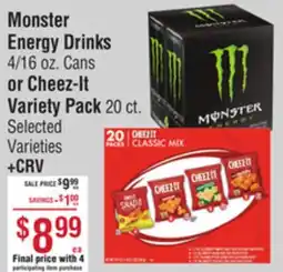 Smart & Final Monster Energy Drinks 4/16 oz. Cans or Cheez-It Variety Pack 20 ct offer