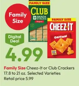 Stater Bros Family Size Cheez-It or Club Crackers offer