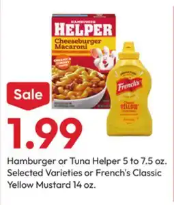 Stater Bros Hamburger or Tuna Helper 5 to 7.5 oz. Selected Varieties or French's Classic Yellow Mustard 14 oz offer