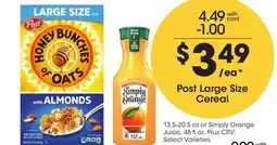 Ralphs Post Large Size Cereal offer