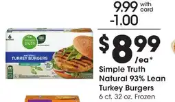 Ralphs Simple Truth Natural 93% Lean Turkey Burgers offer