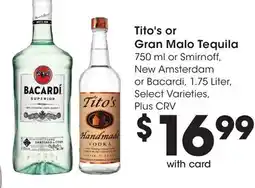 Ralphs Tito's or Gran Malo Tequila offer