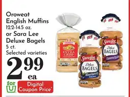 Pavilions Oroweat English Muffins 12.2-14.5 oz. or Sara Lee Deluxe Bagels 5 ct offer