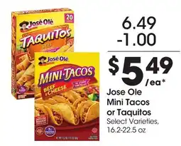 Food 4 Less Jose Ole Mini Tacos or Taquitos offer