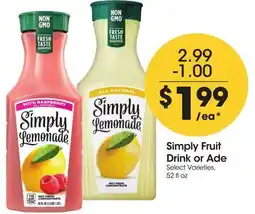 Food 4 Less Simply Fruit Drink or Ade offer
