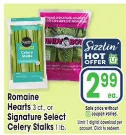 Jewel-Osco Romaine Hearts 3 ct., or Signature Select Celery Stalks 1 lb offer