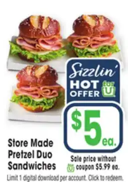 Jewel-Osco Store Made Pretzel Duo Sandwiches offer