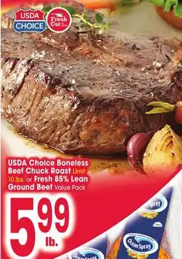 Jewel-Osco USDA Choice Boneless Beef Chuck Roast, or Fresh 85% Lean Ground Beef Value Pack offer