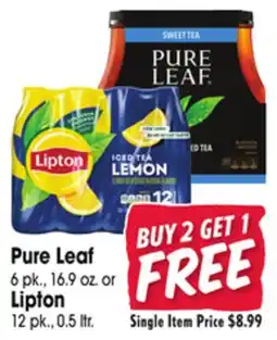 Jewel-Osco Pure Leaf 6 pk., 16.9 oz. or Lipton 12 pk., 0.5 ltr offer