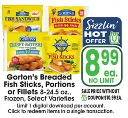 Jewel-Osco Gorton's Breaded Fish Sticks, Portions or Fillets offer