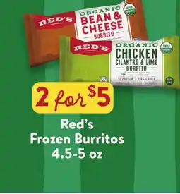 Fresh Thyme Red's Frozen Burritos offer