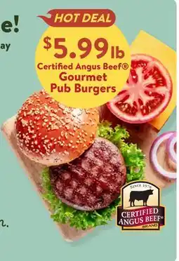 Fresh Thyme Certified Angus Beef Gourmet Pub Burgers offer