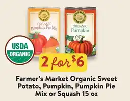 Fresh Thyme Farmer's Market Organic Sweet Potato, Pumpkin, Pumpkin Pie Mix or Squash offer