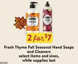 Fresh Thyme Fresh Thyme Fall Seasonal Hand Soaps and Cleaners offer
