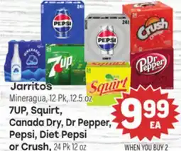 Tony’s Fresh Market Jarritos, 7UP, Squirt, Canada Dry, Dr Pepper, Pepsi, Diet Pepsi or Crush offer