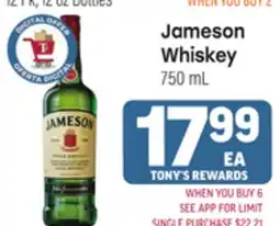 Tony’s Fresh Market Jameson Whiskey offer