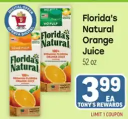 Tony’s Fresh Market Florida's Natural Orange Juice offer