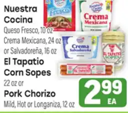Tony’s Fresh Market Nuestra Cocina, El Tapatio Corn Sopes Pork Chorizo offer