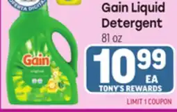Tony’s Fresh Market Gain Liquid Detergent offer