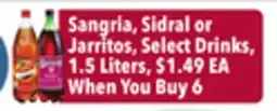 Tony’s Fresh Market Sangria, Sidral or Jarritos offer