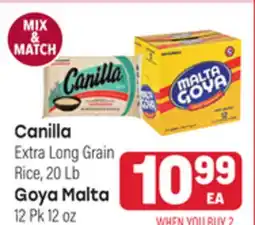 Tony’s Fresh Market Canilla Extra Long Grain Rice, 20 Lb Goya Malta 12 Pk 12 oz offer