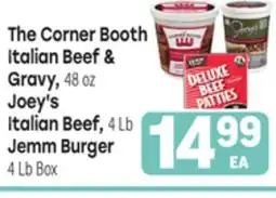 Tony’s Fresh Market The Corner Booth Italian Beef & Gravy, 48 oz, Joey's Italian Beef, 4 Lb, Jemm Burger 4 Lb Box offer
