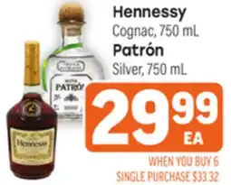 Tony’s Fresh Market Hennessy Cognac, Patrón Silver offer