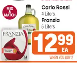 Tony’s Fresh Market Carlo Rossi 4 Liters Franzia 5 Liters offer