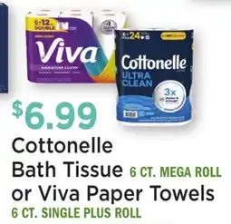 Heinen's Cottonelle Bath Tissue 6 CT. MEGA ROLL or Viva Paper Towels 6 CT. SINGLE PLUS ROLL offer