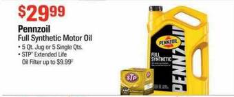 AutoZone Pennzoil Full Synthetic Motor Oil offer