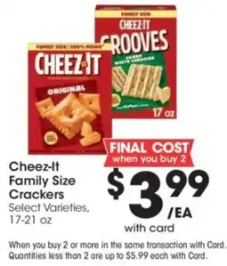 Kroger Cheez-it Family Size Crackers offer